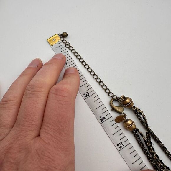 Chico’s multi-strand gold & black marbled pendant statement necklace layered - Picture 8 of 9